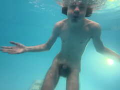 Blowing Bubbles Underwater: Lad's Bare Pool Have fun with Ginormous Pink cigar Swimming Pool Teenager